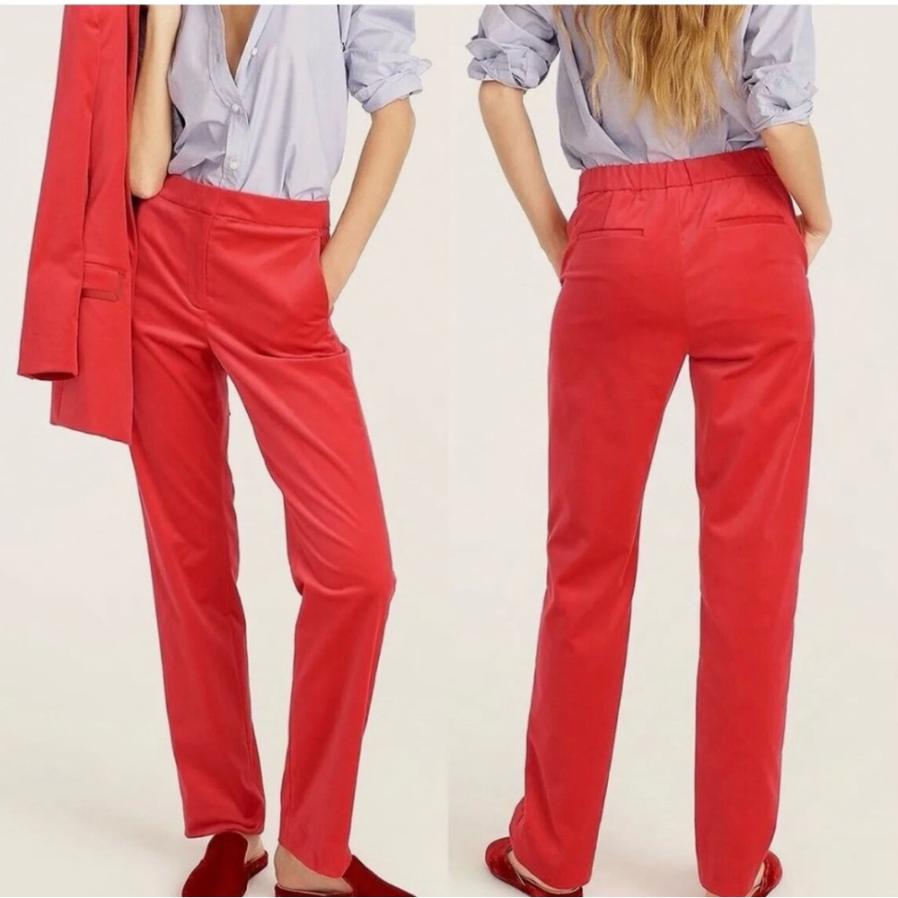NWT J Crew Collection red stretch velvet straight leg pants
